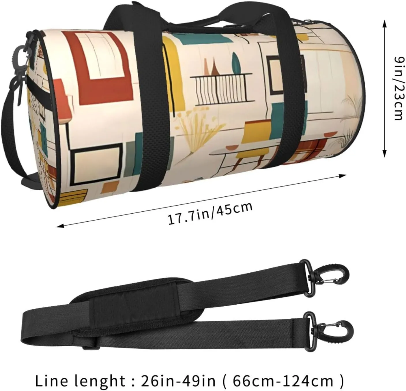 Travel Bag For Women,Mid Century Modern Print Personal Item Duffle Bags,Weekend Travel Duffel Tote Bag,Travel Sport Gym Bag For Men,Airplane Travel Essentials For Flying
