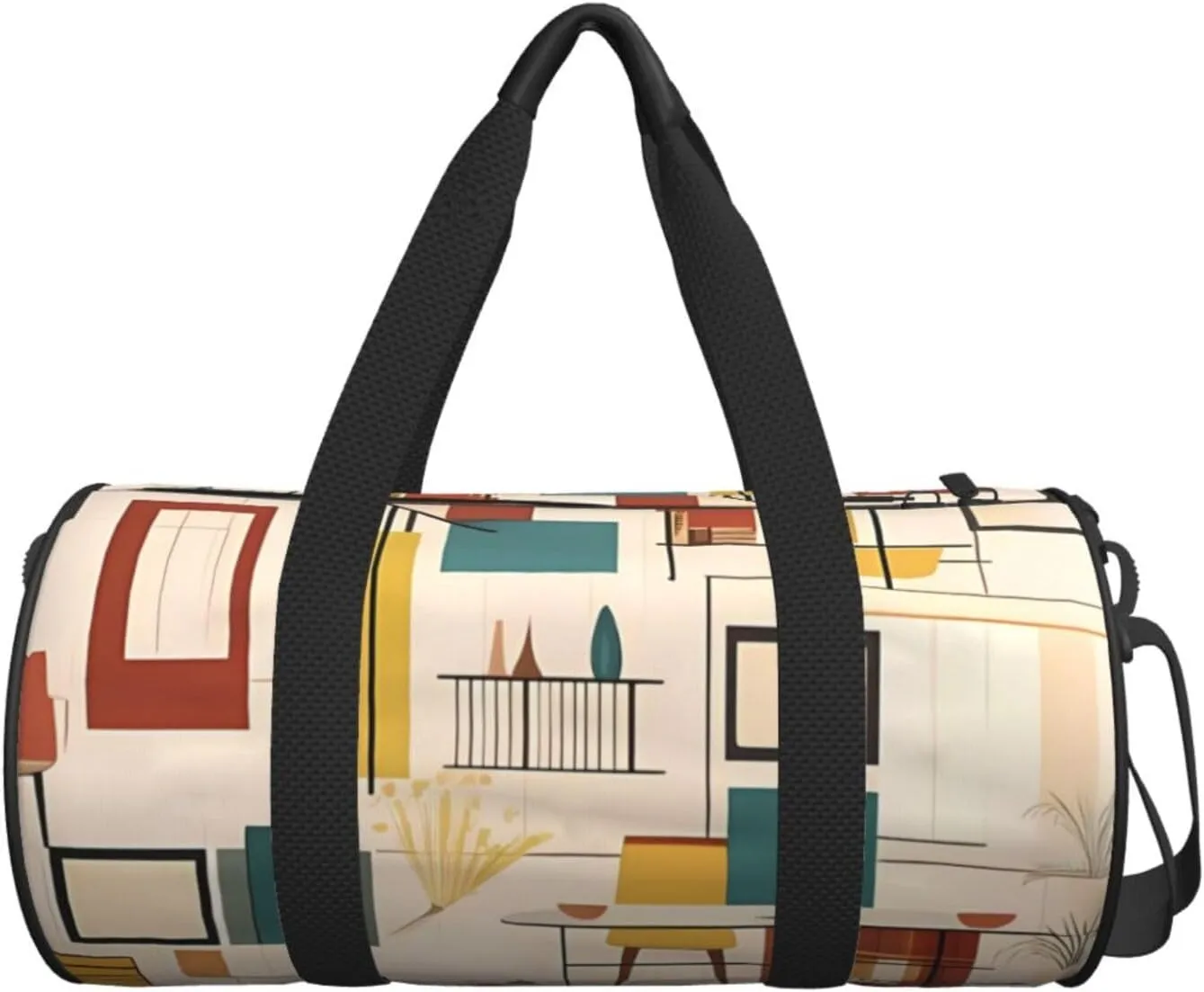 Travel Bag For Women,Mid Century Modern Print Personal Item Duffle Bags,Weekend Travel Duffel Tote Bag,Travel Sport Gym Bag For Men,Airplane Travel Essentials For Flying