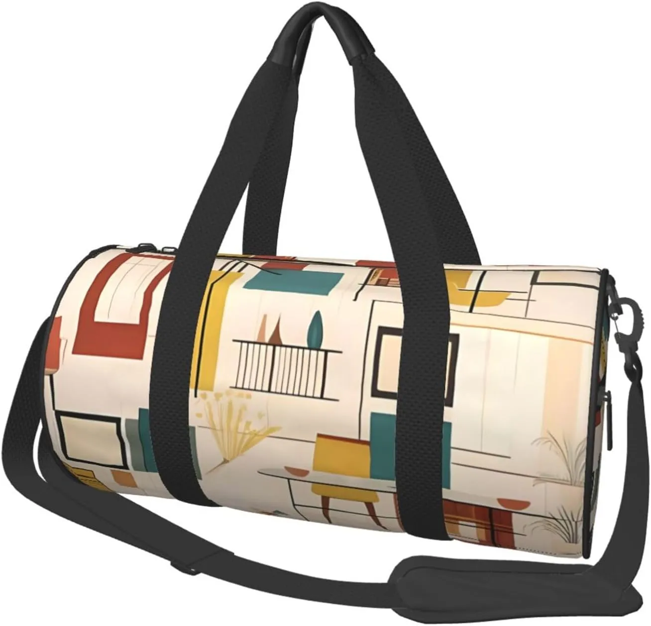 Travel Bag For Women,Mid Century Modern Print Personal Item Duffle Bags,Weekend Travel Duffel Tote Bag,Travel Sport Gym Bag For Men,Airplane Travel Essentials For Flying
