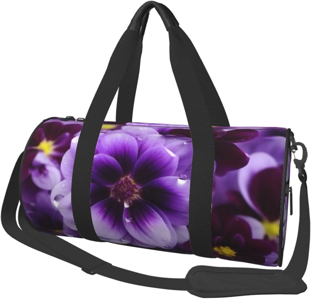 Travel Bag For Women,Purple Flower Print Personal Item Duffle Bags,Weekend Travel Duffel Tote Bag,Travel Sport Gym Bag For Men,Airplane Travel Essentials For Flying