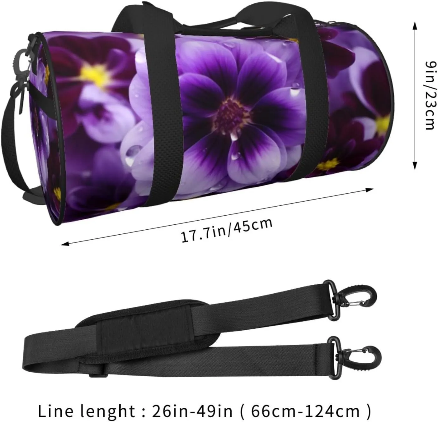 Travel Bag For Women,Purple Flower Print Personal Item Duffle Bags,Weekend Travel Duffel Tote Bag,Travel Sport Gym Bag For Men,Airplane Travel Essentials For Flying