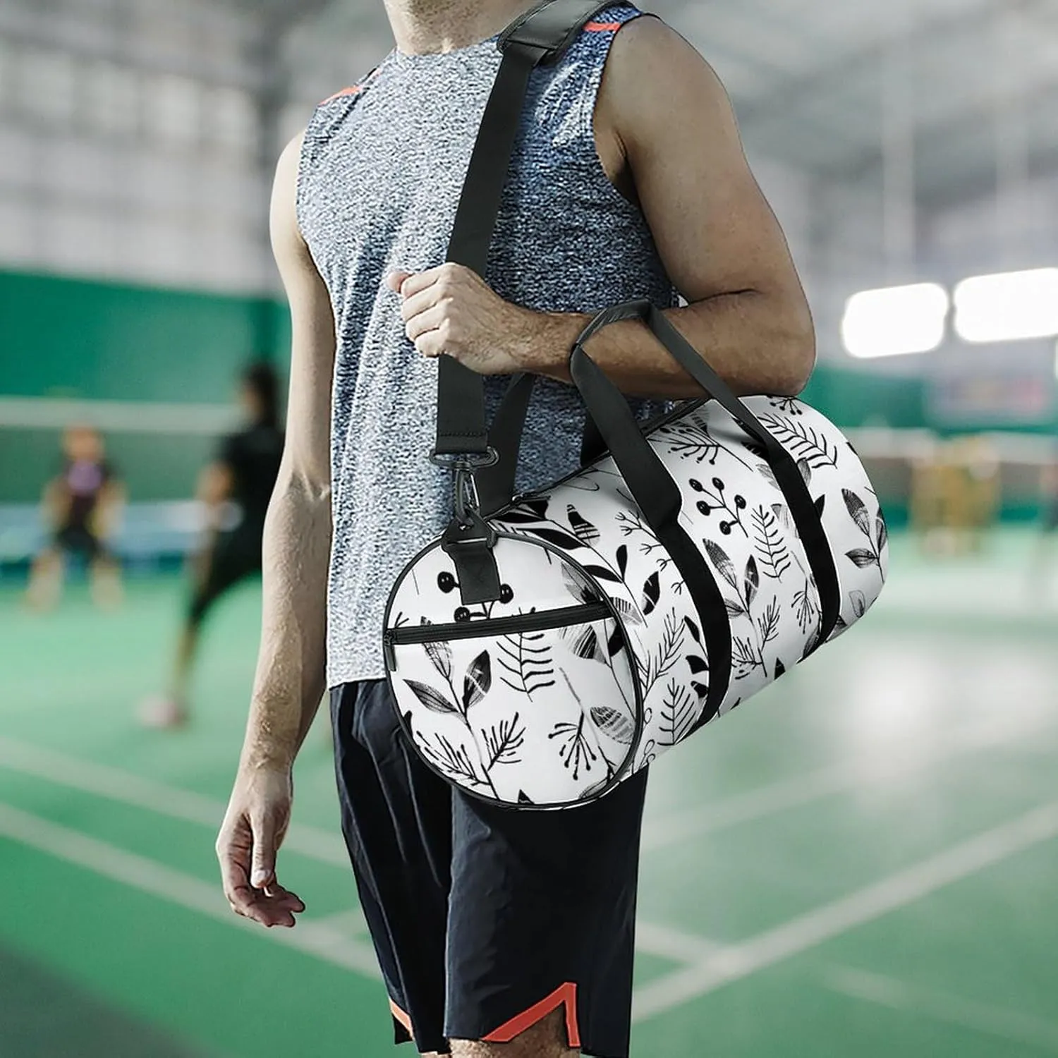 Travel Duffel Bag for Men And Women,Floral Doodle Pattern Waterproof Sports Fitness Bag Portable Travel Duffel Bag