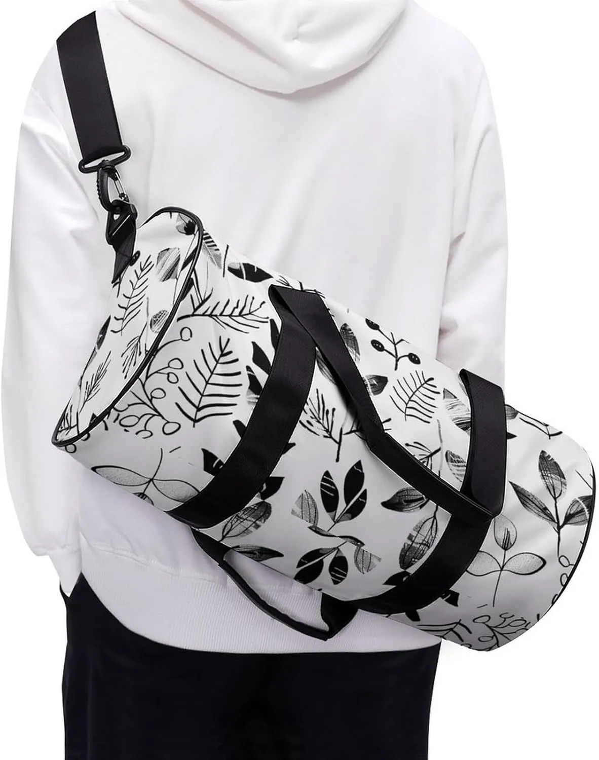 Travel Duffel Bag for Men And Women,Floral Doodle Pattern Waterproof Sports Fitness Bag Portable Travel Duffel Bag