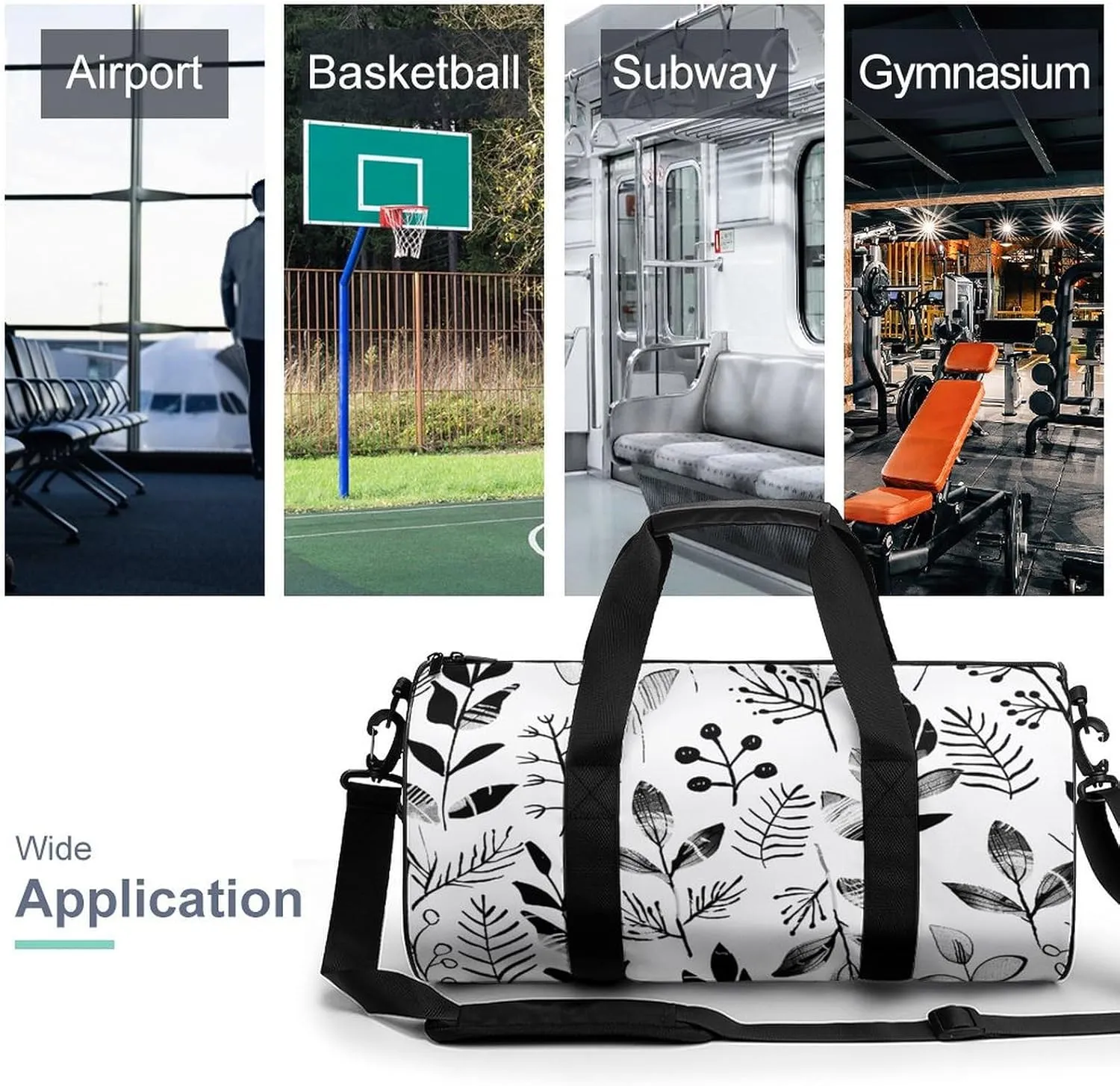Travel Duffel Bag for Men And Women,Floral Doodle Pattern Waterproof Sports Fitness Bag Portable Travel Duffel Bag