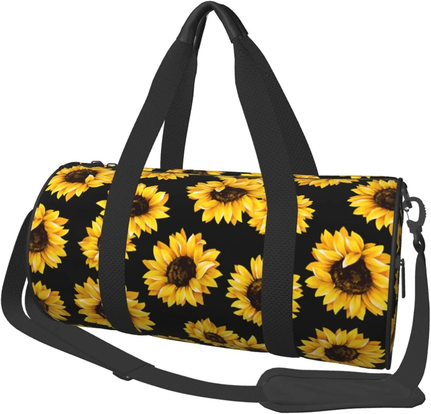 Travel Duffel Bag Sunflower Black Background Workout Bag For Woman Dance Bag Weekender Bag Man Tote Gym Bag Hospital Bag For Labor And Delivery Overnight Bag Luggage Bag