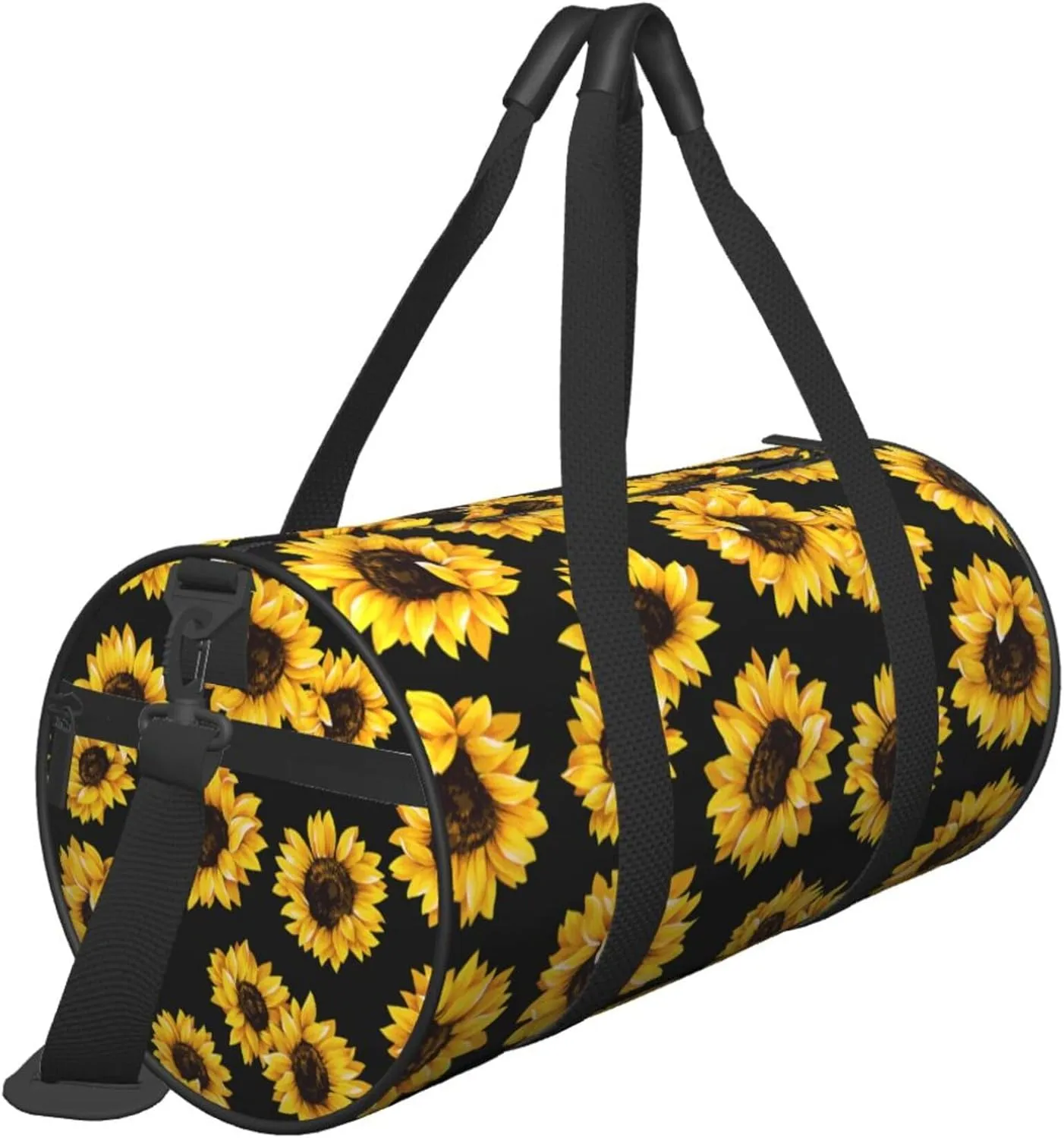 Travel Duffel Bag Sunflower Black Background Workout Bag For Woman Dance Bag Weekender Bag Man Tote Gym Bag Hospital Bag For Labor And Delivery Overnight Bag Luggage Bag
