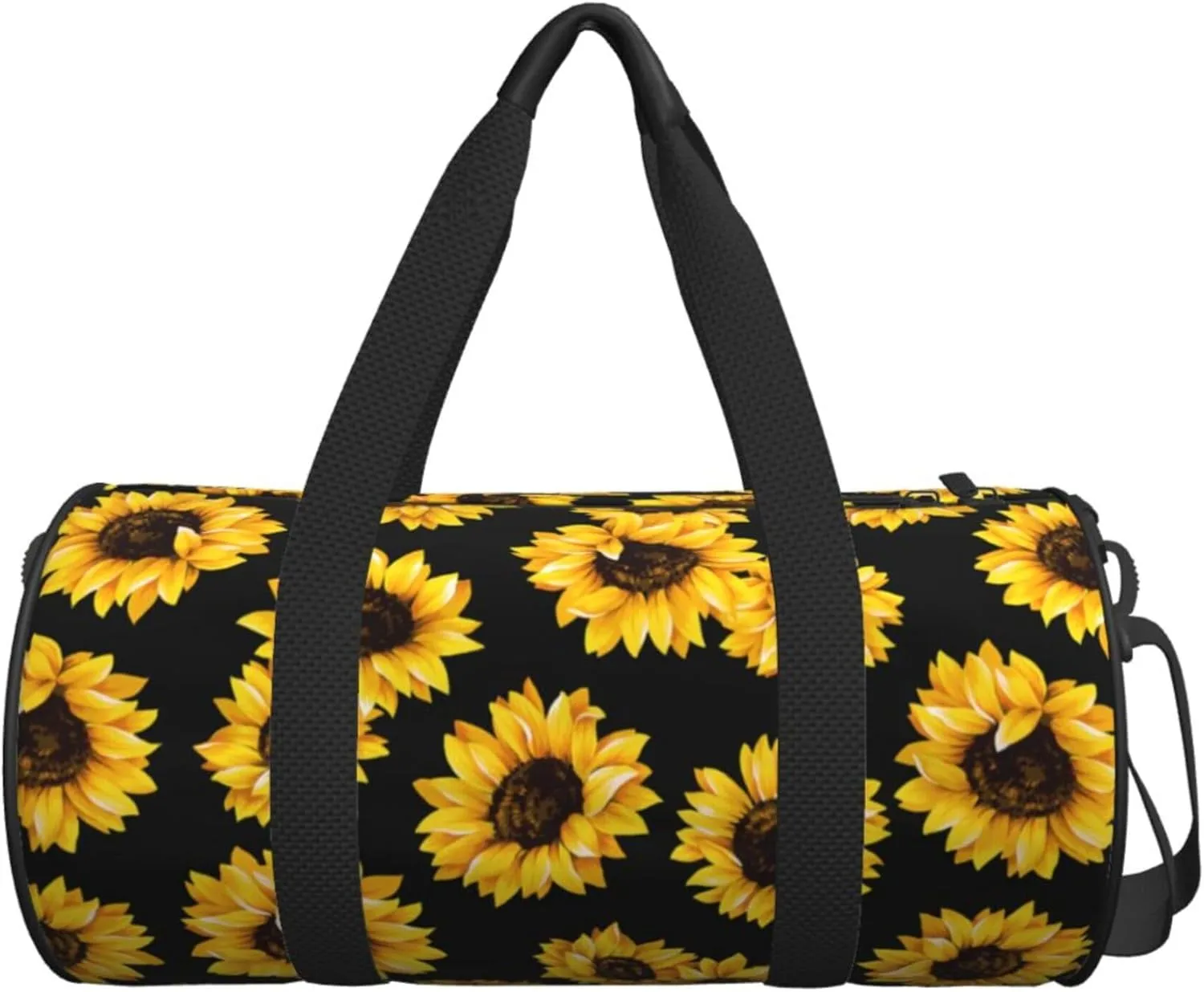 Travel Duffel Bag Sunflower Black Background Workout Bag For Woman Dance Bag Weekender Bag Man Tote Gym Bag Hospital Bag For Labor And Delivery Overnight Bag Luggage Bag