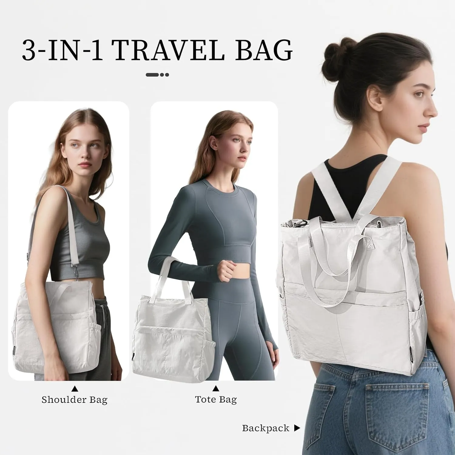 Travel Duffel Bag with Laptop Compartment, Gym Bag for Women Carry On Weekender Tote Overnight Backpack