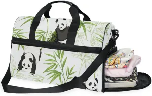 Travel Duffle Bag Cute Panda and Weekender Bag Large Sport Gym Bag with Shoe Compartment