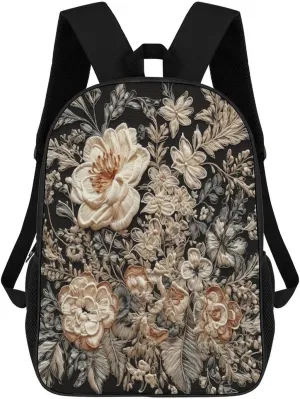 Travel Laptop Backpack Slim Durable Lightweight Back Pack Cute Lace Embroidery Floral Small Backpack For Women Men