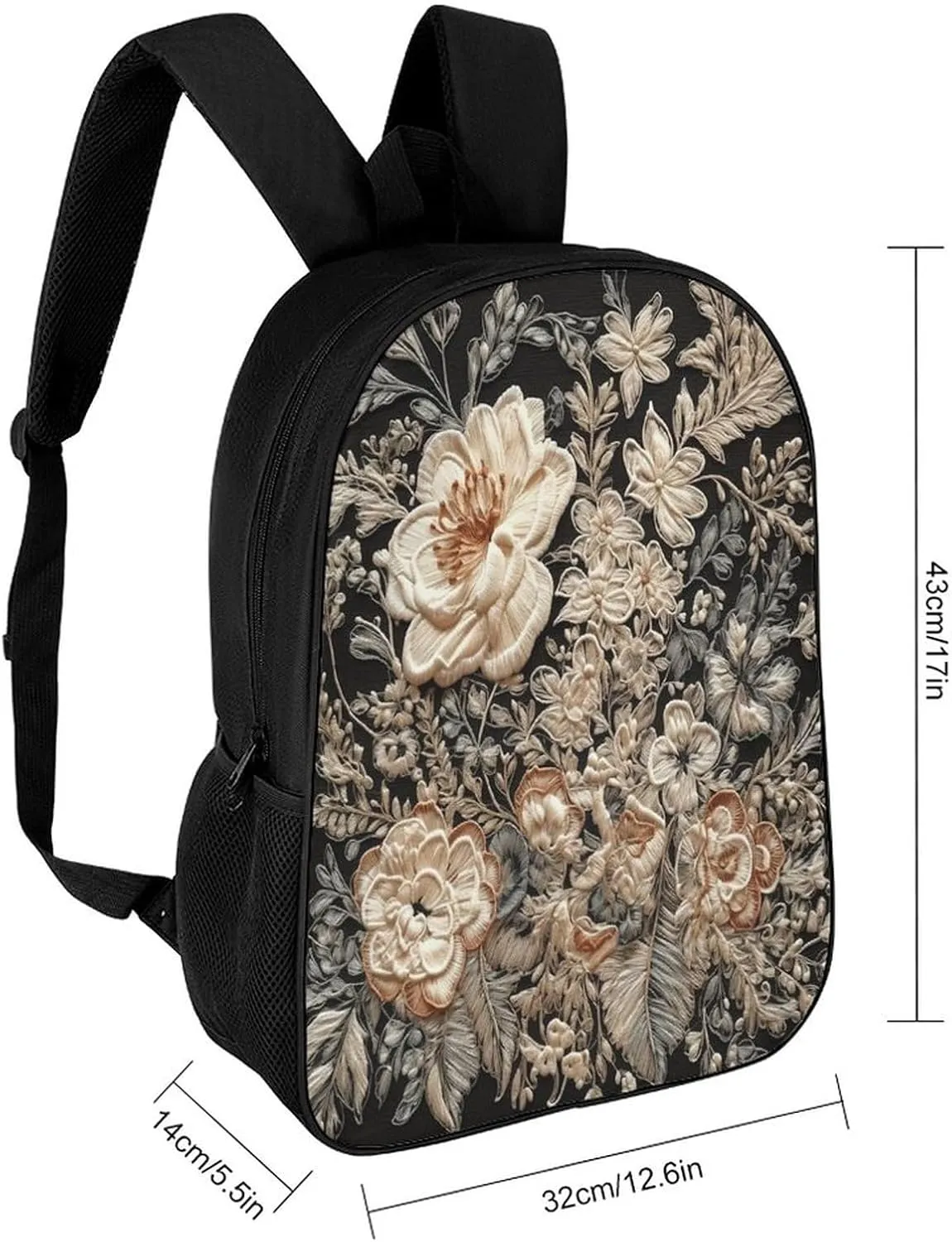 Travel Laptop Backpack Slim Durable Lightweight Back Pack Cute Lace Embroidery Floral Small Backpack For Women Men
