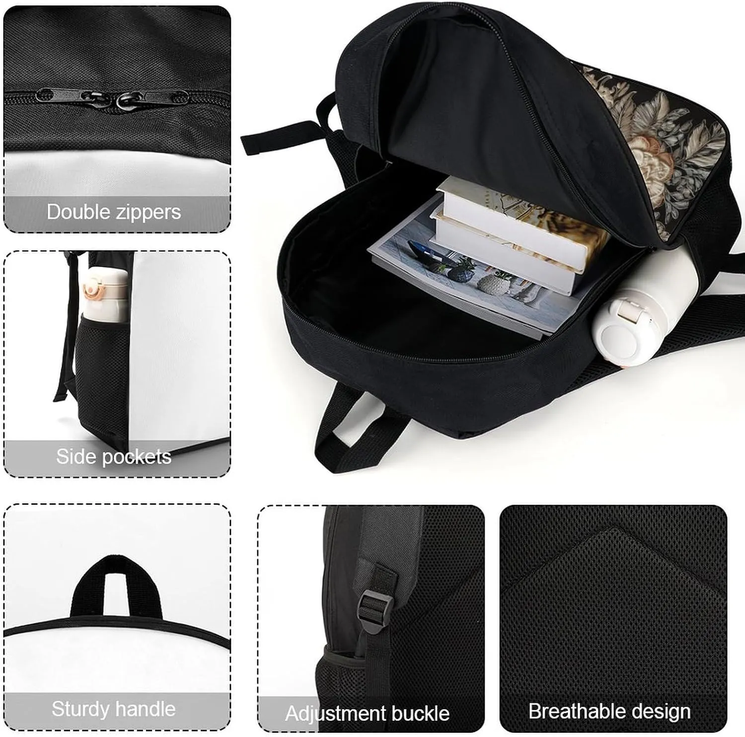 Travel Laptop Backpack Slim Durable Lightweight Back Pack Cute Lace Embroidery Floral Small Backpack For Women Men