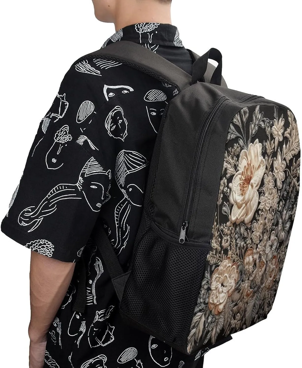 Travel Laptop Backpack Slim Durable Lightweight Back Pack Cute Lace Embroidery Floral Small Backpack For Women Men