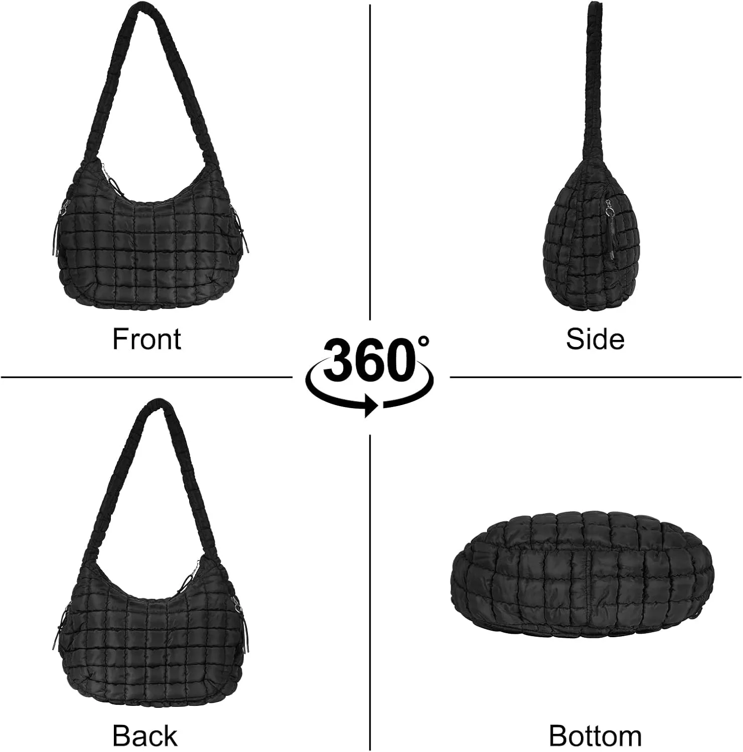 TRBSXRT Quilted Puffer Crossbody Bag and Purse for women - Cotton Padding Satchel Handbag Hobo Shoulder Bag