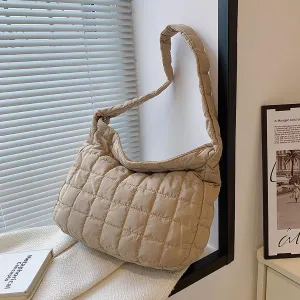 TRBSXRT Quilted Puffer Crossbody Bag and Purse for women - Cotton Padding Satchel Handbag Hobo Shoulder Bag