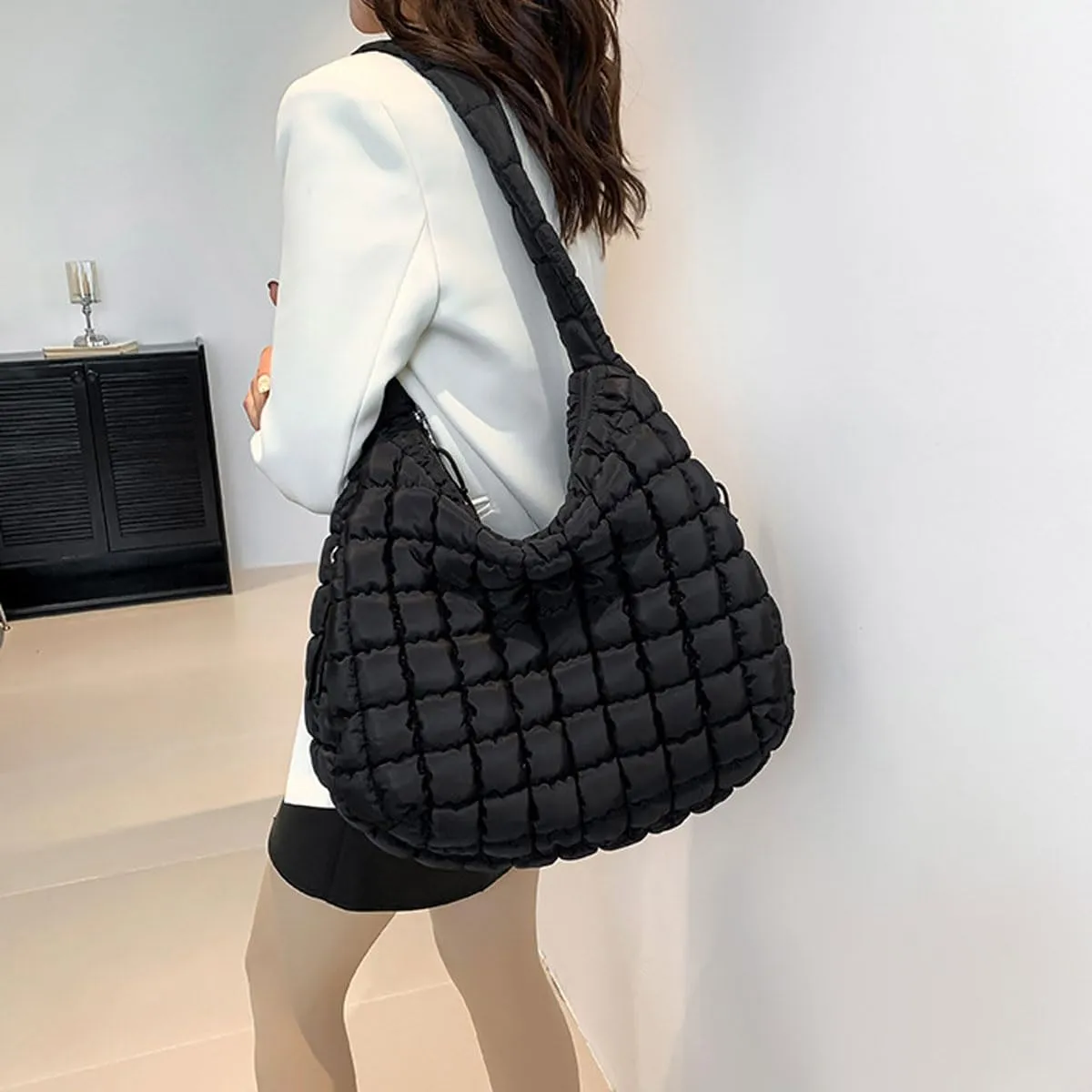 TRBSXRT Quilted Puffer Crossbody Bag and Purse for women - Cotton Padding Satchel Handbag Hobo Shoulder Bag