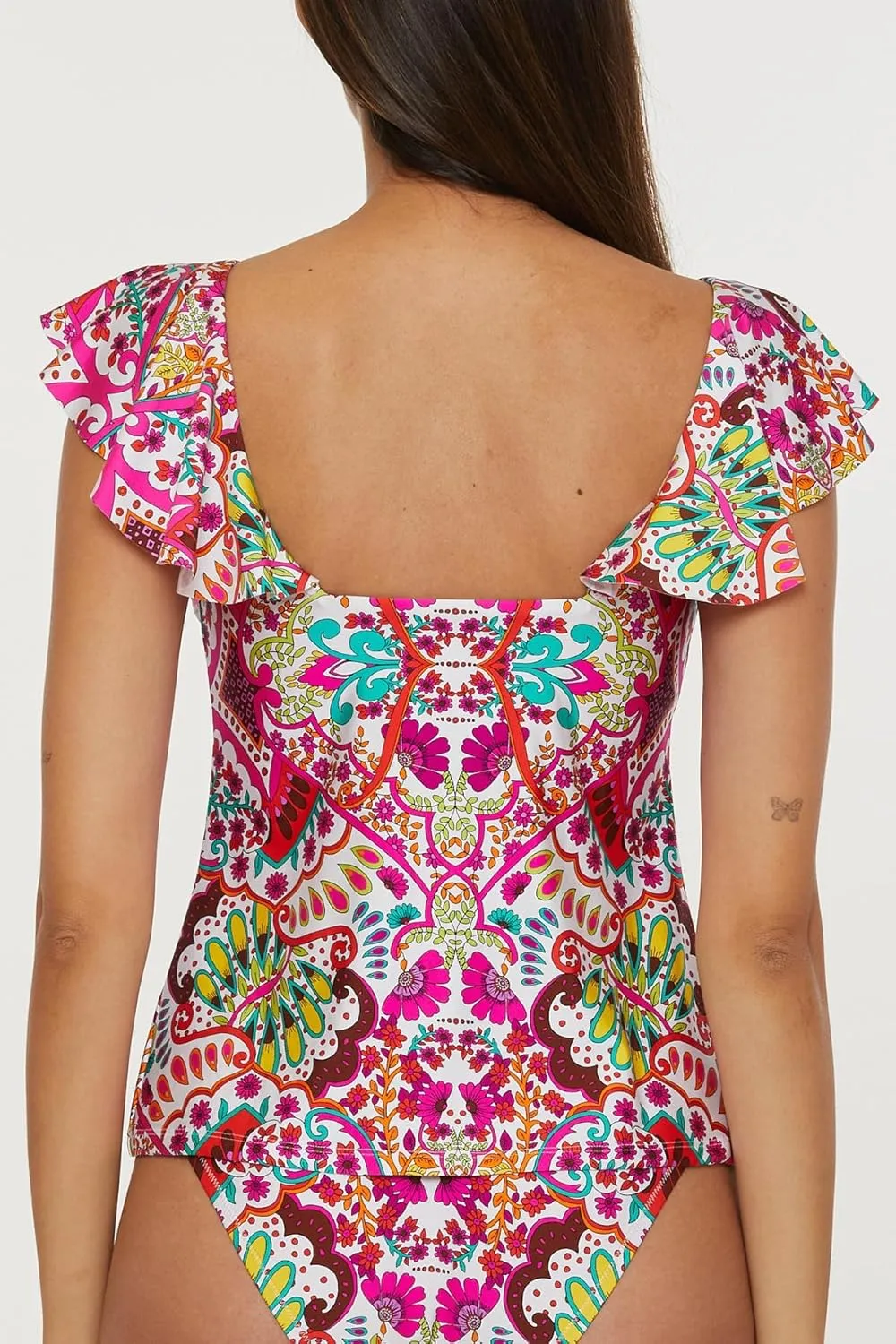 Trina Turk Women's Bloom Tankini, V-Neck, Casual, Floral Print, Swimsuit Tops