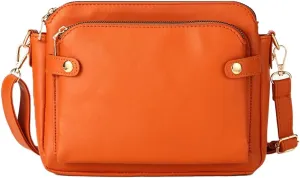 Triple Compartment Crossbody Bag with Built-In Wallet & Credit Card Slots, Multi-Functional PU Leather Purse for Women