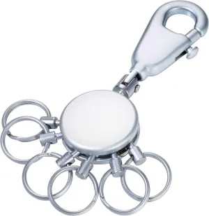Troika Patent – KYR60/MC – Keyring – incl. Carabiner – 6 Exchangeable Rings – Metal/Brass– matt – Chrome Plated – unisex-adult, Silver – TROIKA-Original