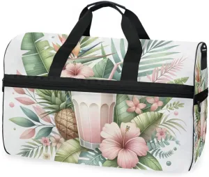 Tropical Drink Travel Duffel Bag Luggage Sports Gym Bags With Shoes Compartment Large Capacity Lightweight Duffle Bag For Men Women