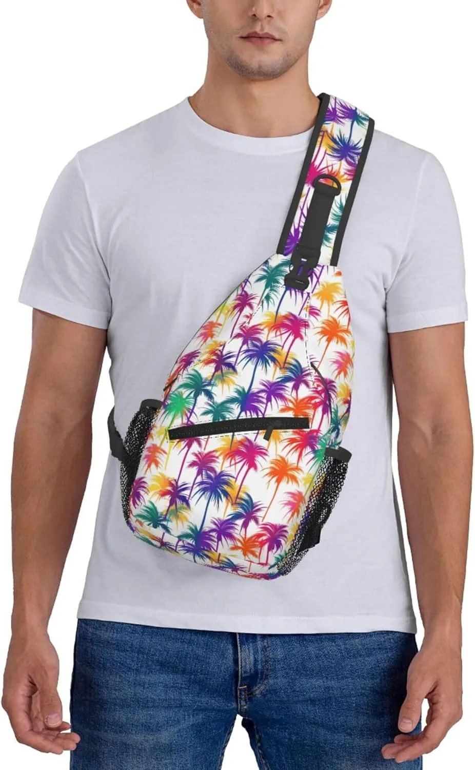 Tropical Hawaiian Palm Leaves Crossbody bags for women Men Sling Bag Travel Chest Backpack Leisure Sports Outdoor Running Hiking