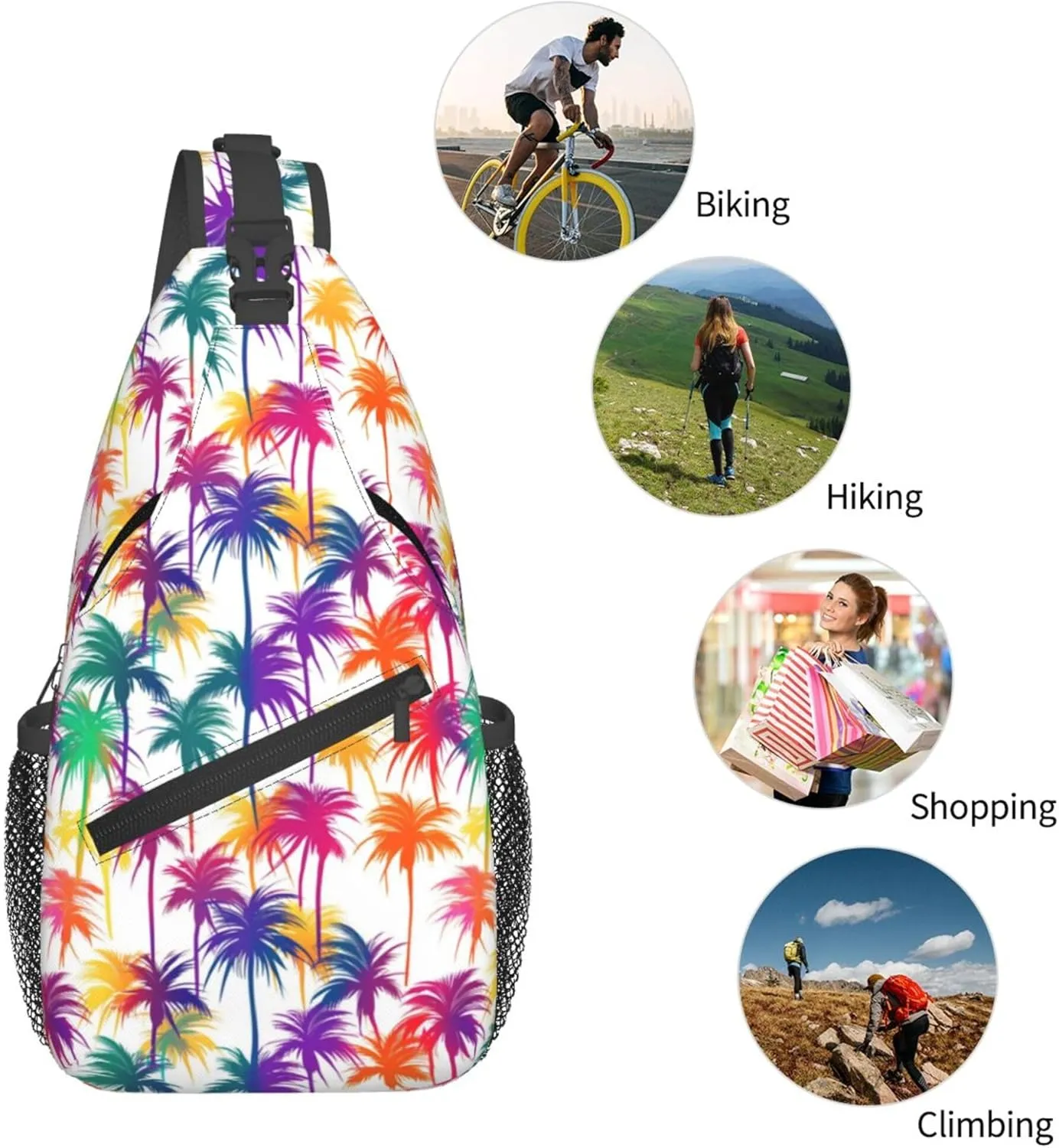 Tropical Hawaiian Palm Leaves Crossbody bags for women Men Sling Bag Travel Chest Backpack Leisure Sports Outdoor Running Hiking