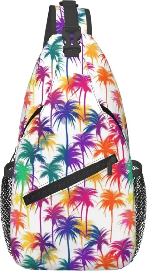 Tropical Hawaiian Palm Leaves Crossbody bags for women Men Sling Bag Travel Chest Backpack Leisure Sports Outdoor Running Hiking