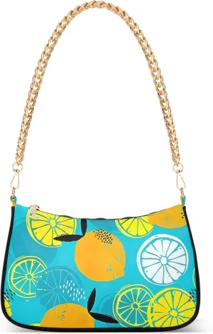 Tropics Fruits Lime Lemon Teal Blue Purse for Women Evening Hobo Bag Women Shoulder Handbags Vintage Shoulder Handbag