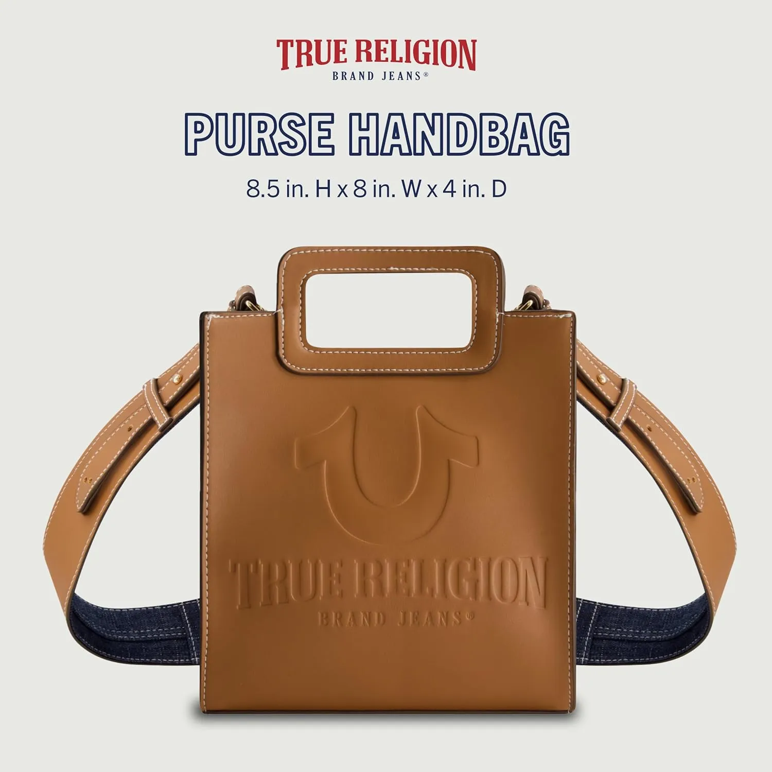 True Religion Women's Tote Bag, North South Travel Purse Handbag with Adjustable Shoulder Strap and Horseshoe Motif