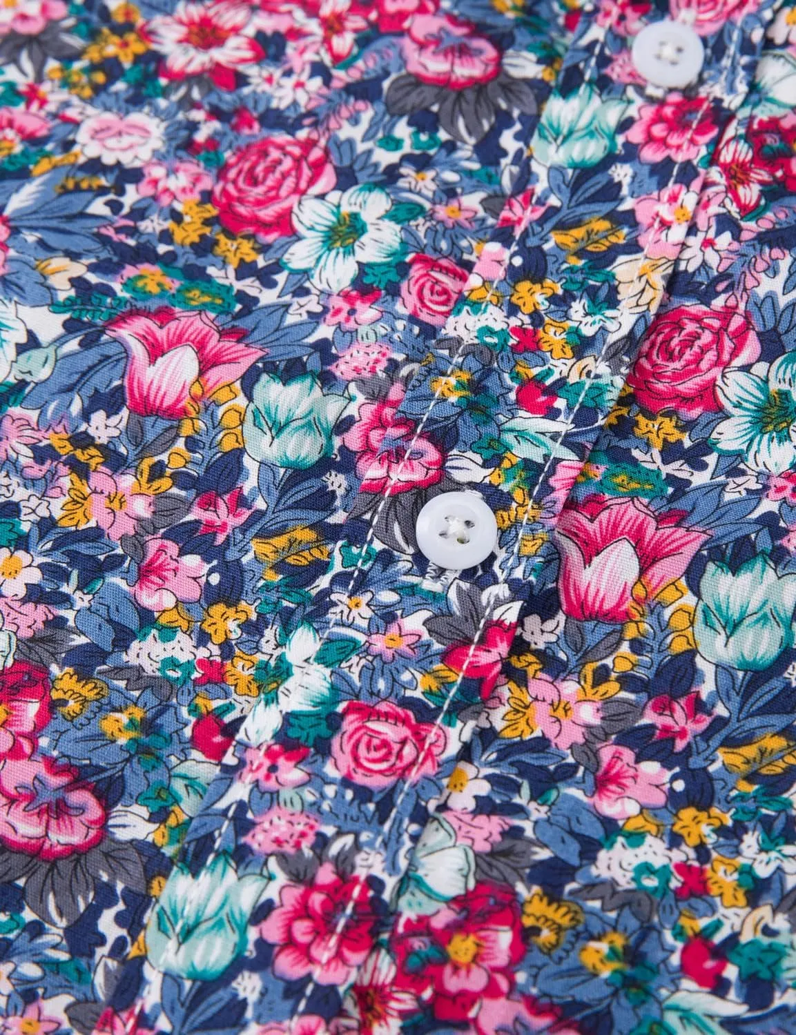 TUNEVUSE Men Floral Dress Shirts Long Sleeve Casual Button Down Flower Printed Shirts 100% Cotton