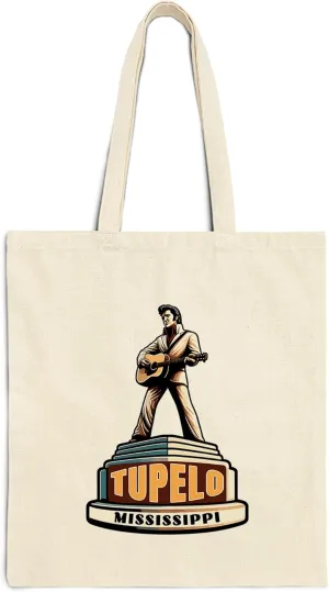 Tupelo Mississippi Cotton Tote Bag for Women Men Casual Tote Bag Cloth Canvas Shopping Bags with Handles Cute Bags Everyday Use 15" x 16" Aesthetic Gift ID44997