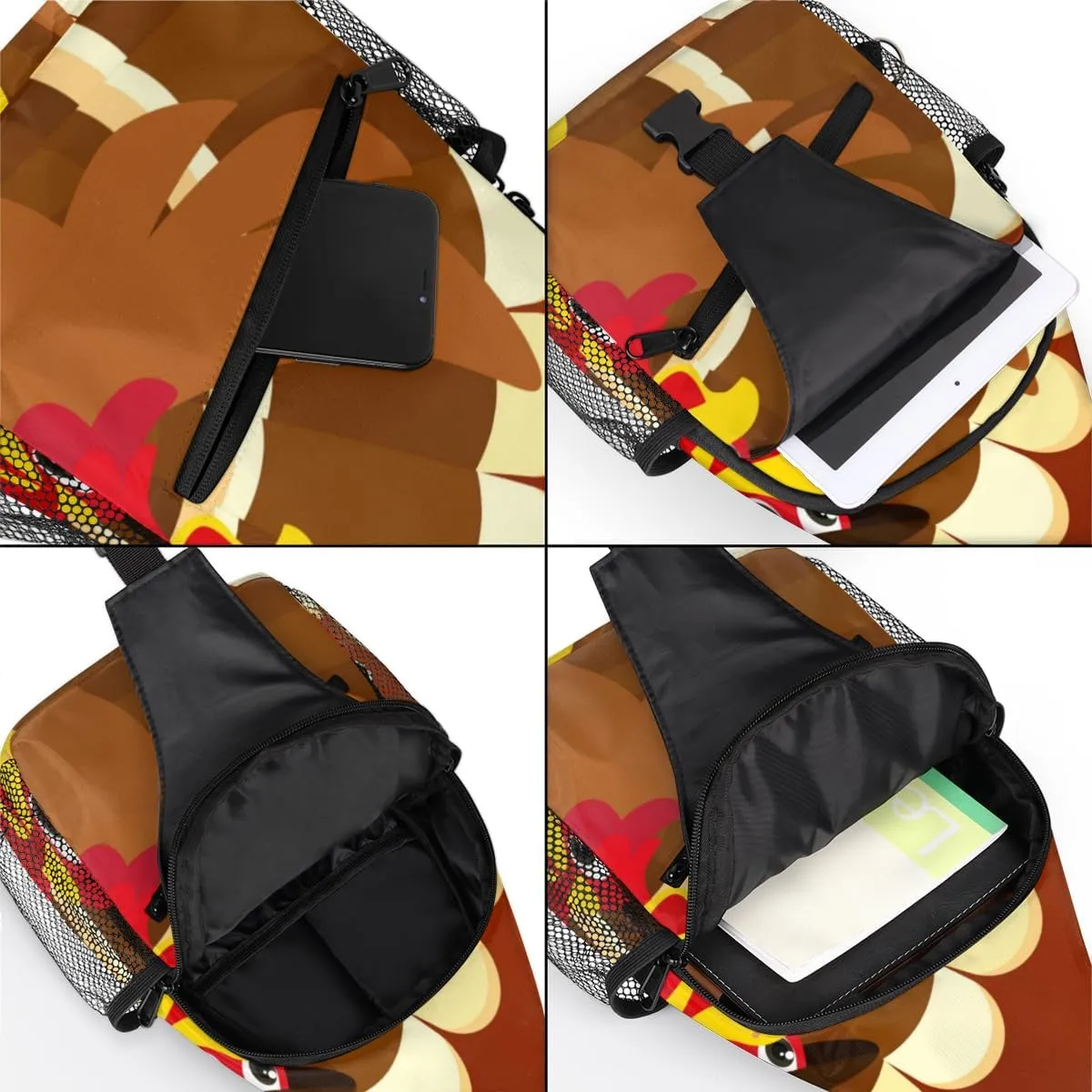 Turkey Pattern Sling Bag for Women Men Crossbody Sling Backpack Shoulder Bag Chest Bag Daypack for Travel Hiking Outdoor