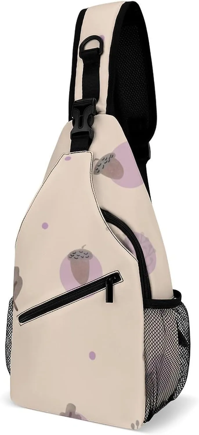 Twill Fabric Chest Bag with Adjustible Padded Strap, Multi-Pocket Design for Outdoor Hiking Running, Durable & Lightweight Crossbody Sling Pack