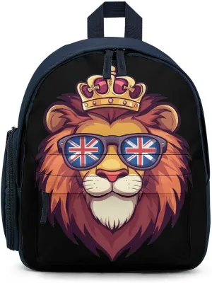 UK Flag British Lion Glasses Backpack Small Shoulder Bag Travel Bag Casual Daybacks Handbags One Size