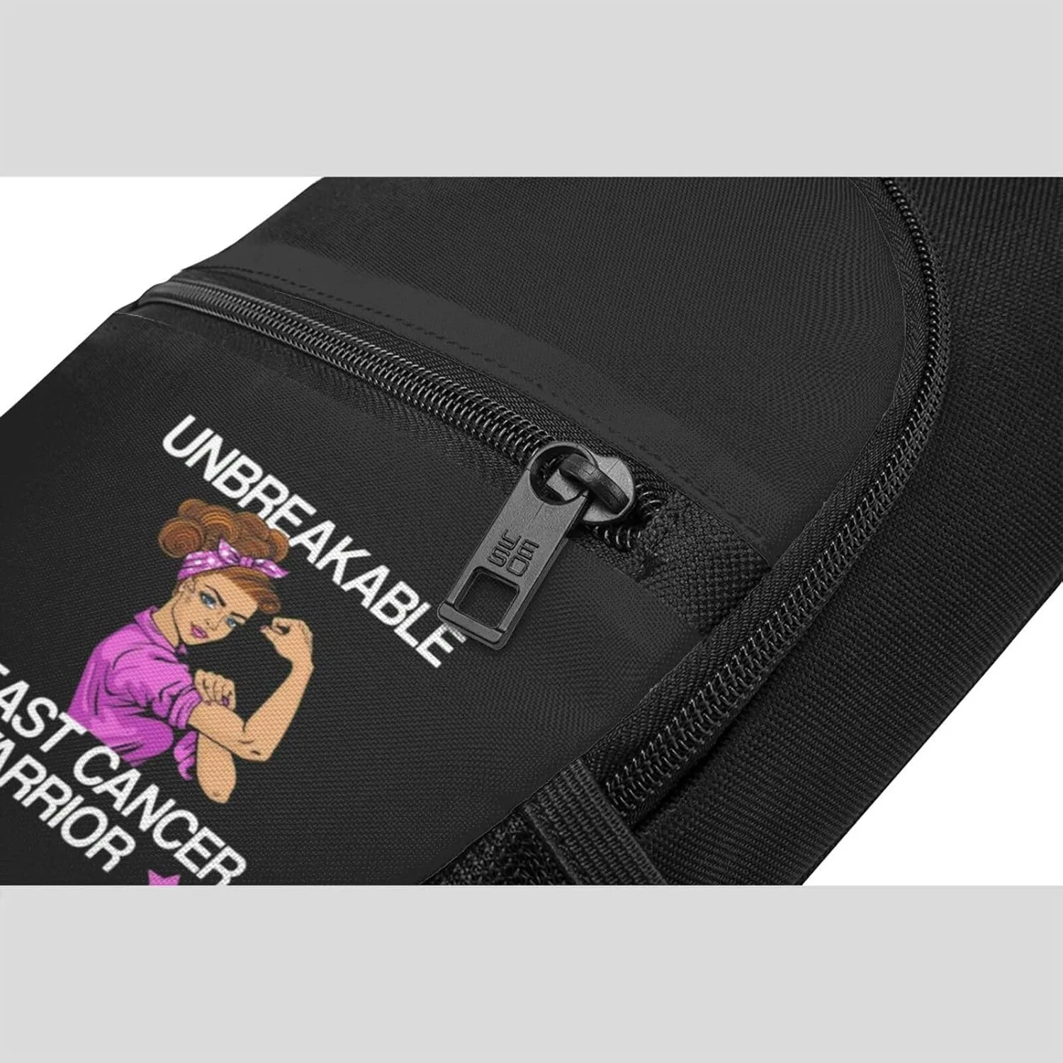 Unbreakable Breast Cancer Warrior Sling Bag Crossbody Backpack Shoulder Casual Daypack Bags for Men Women