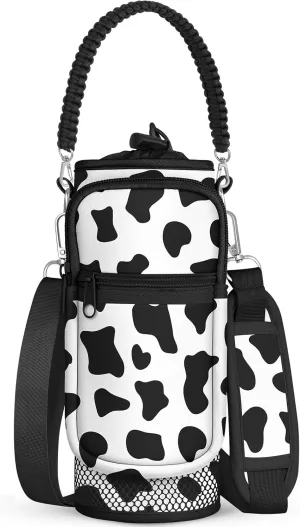Under 32 oz Water Bottle Holder Bag with Strap - Crossbody & Woven Handle Sling for Carrier Walking with Phone Pocket