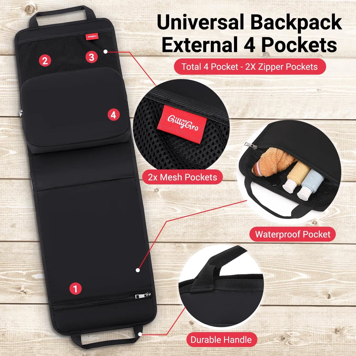 Unisex Foldable Vertical Backpack Organizer Insert for Tote Bag, Carry On, Picnic, Camping - 10 Pockets & Handle