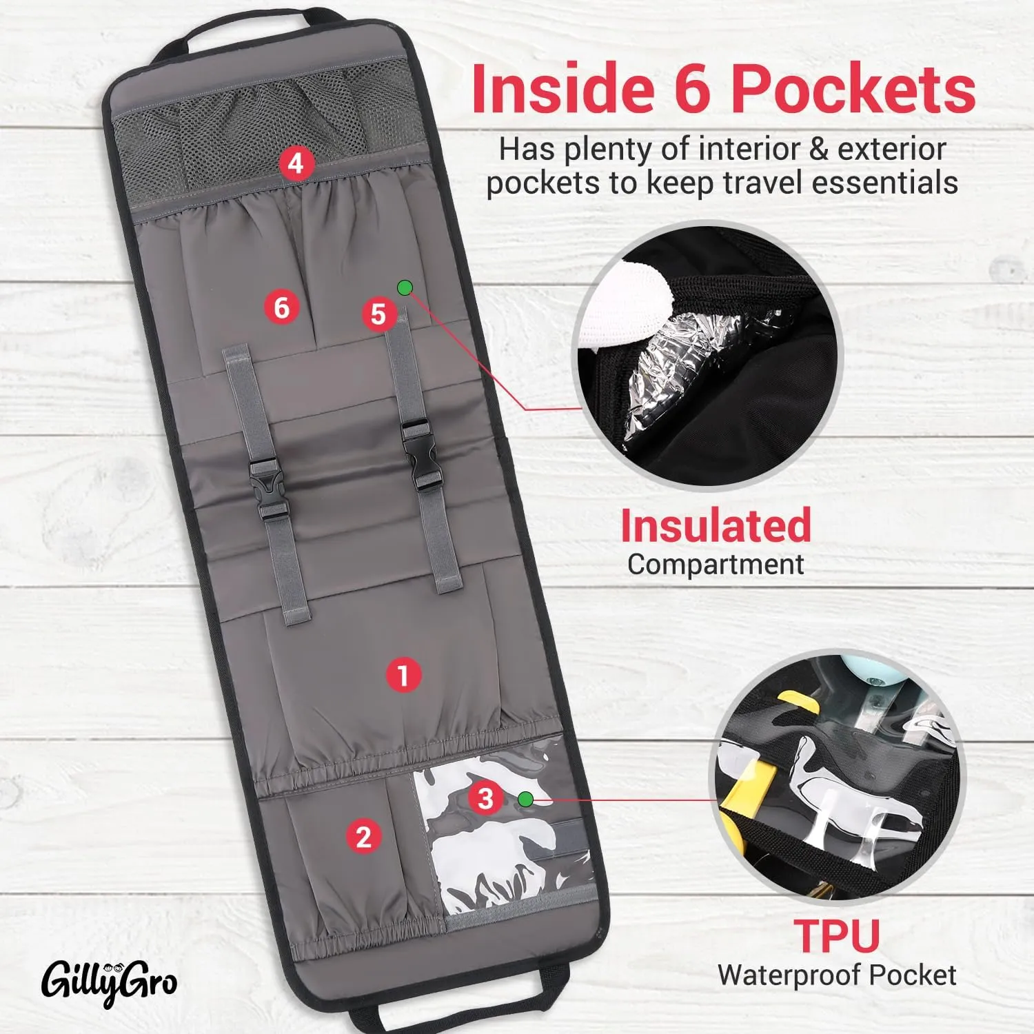Unisex Foldable Vertical Backpack Organizer Insert for Tote Bag, Carry On, Picnic, Camping - 10 Pockets & Handle