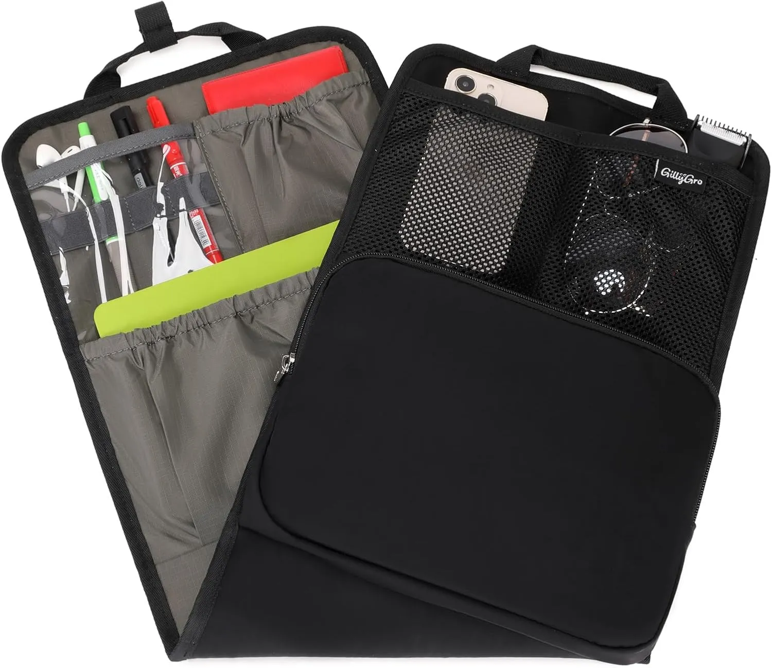 Unisex Foldable Vertical Backpack Organizer Insert for Tote Bag, Carry On, Picnic, Camping - 10 Pockets & Handle