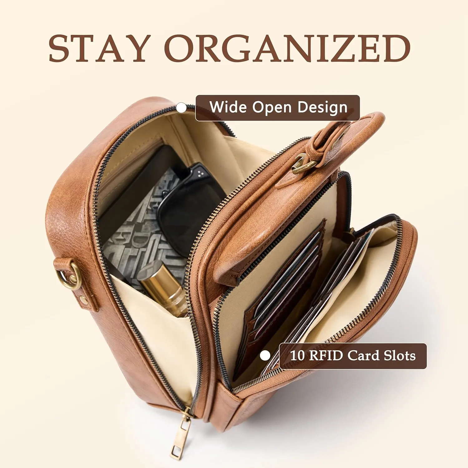 Unisex Small Vegan Leather Crossbody Bag - Vintage Anti-Theft Purse with Card Slots Urvashi Tojoyride