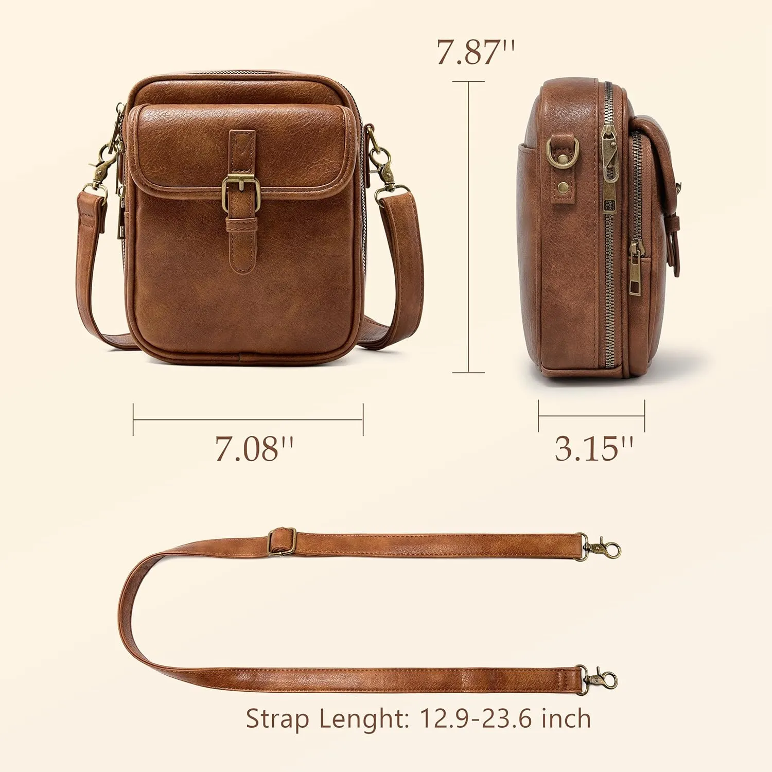 Unisex Small Vegan Leather Crossbody Bag - Vintage Anti-Theft Purse with Card Slots Urvashi Tojoyride
