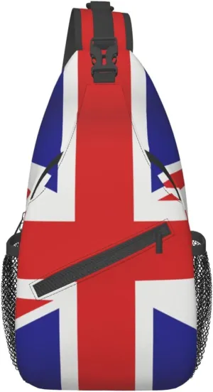 United Kingdom Flag Union Jack Small Sling Bag for Women Men Crossbody Sling Backpack Travel Hiking Daypack Shoulder Chest Bag with Adjustable Strap
