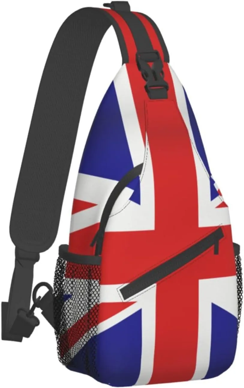 United Kingdom Flag Union Jack Small Sling Bag for Women Men Crossbody Sling Backpack Travel Hiking Daypack Shoulder Chest Bag with Adjustable Strap