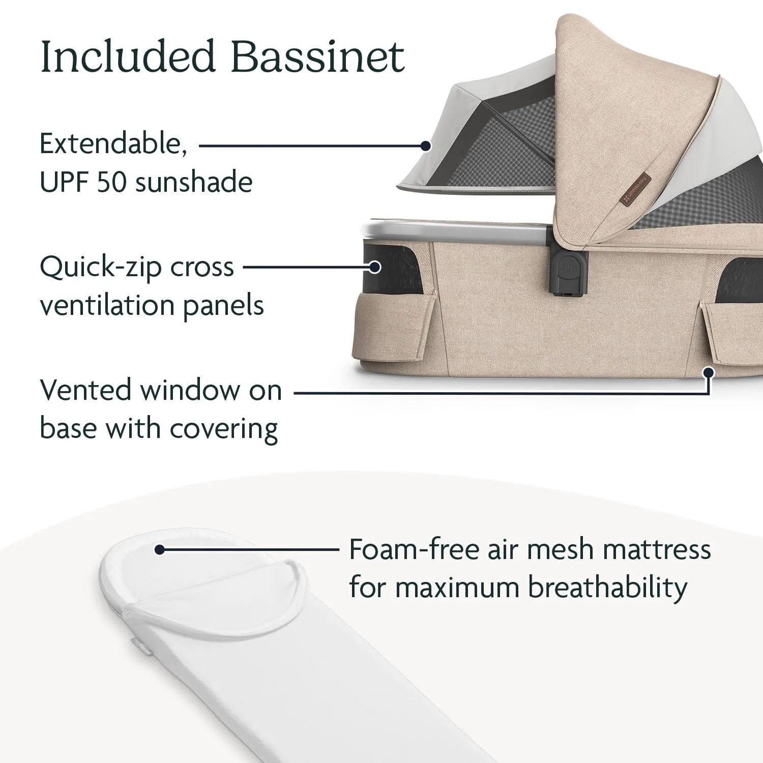 UPPAbaby Vista V3 Stroller   Bassinet V3 - Convertible Single-to-Double Stroller System- Bassinet, Toddler Seat, Bug Shield, Rain Shield Included - Declan (Oat Mélange/Silver Frame/Chestnut Leather)