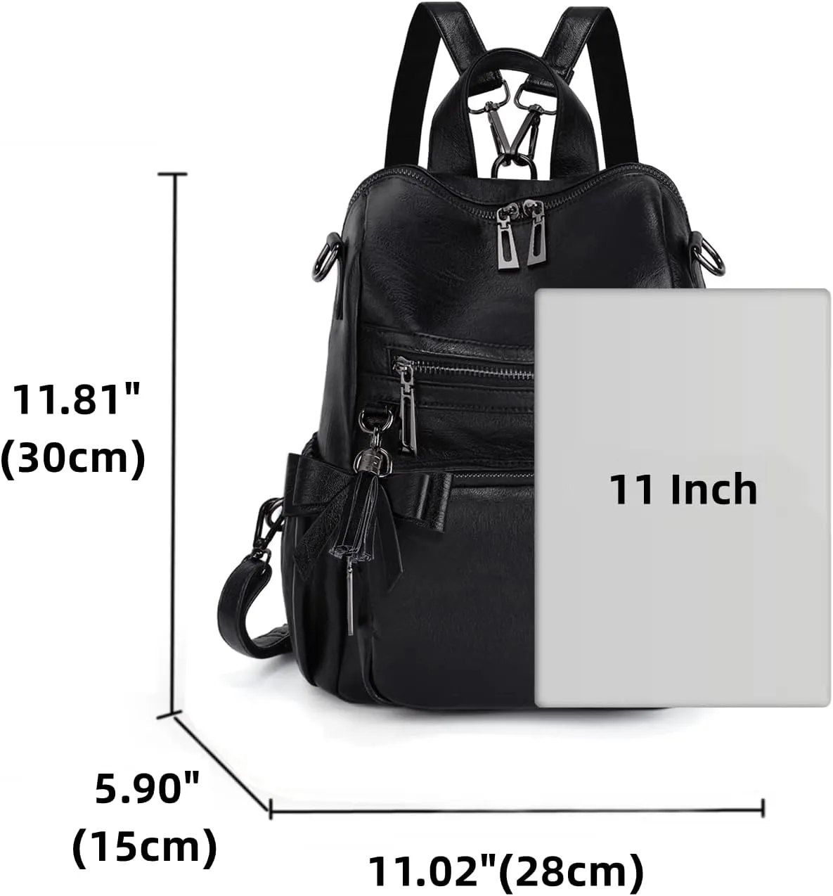 Uromee Backpack Purse for Women Small Vegan Leather Ladies Fashion Tassel Mini Travel Shoulder Bag Convertible