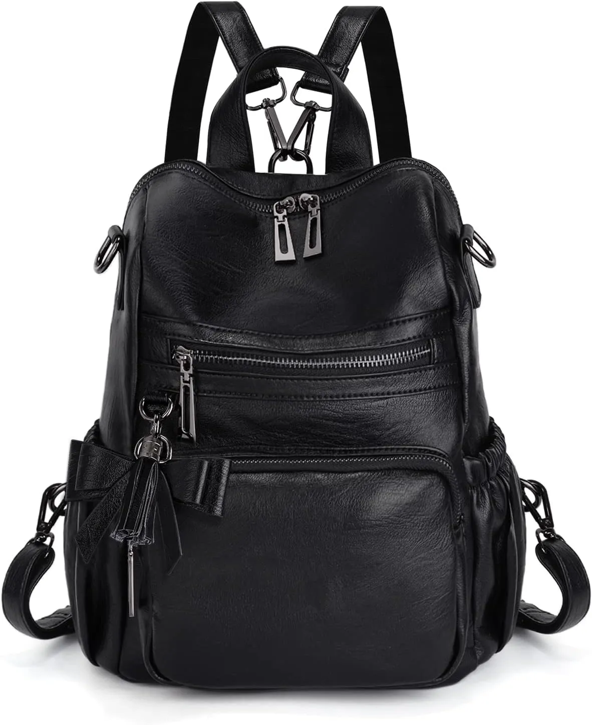 Uromee Backpack Purse for Women Small Vegan Leather Ladies Fashion Tassel Mini Travel Shoulder Bag Convertible