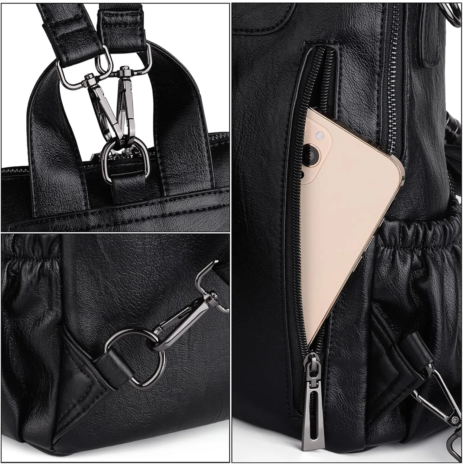 Uromee Backpack Purse for Women Small Vegan Leather Ladies Fashion Tassel Mini Travel Shoulder Bag Convertible