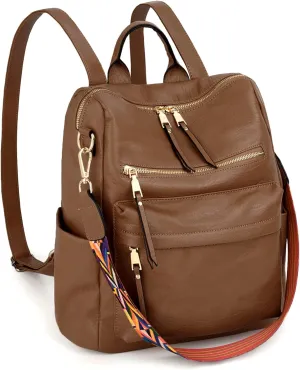 Uromee Travel Backpack Purse for Women Vegan Leather Ladies Fashion Shoulder Bag Convertible