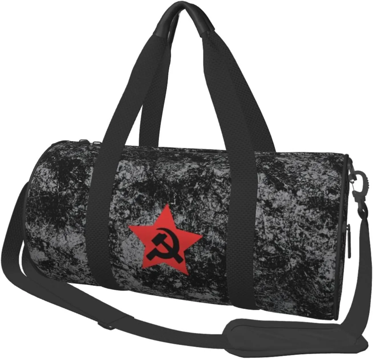 USSR Hammer and Sickle Convertible Garment Bag with Shoulder Strap, Carry on Garment Duffel Bag for Men Women - Rolling Foldable for Travel Luggage Bags (Black)
