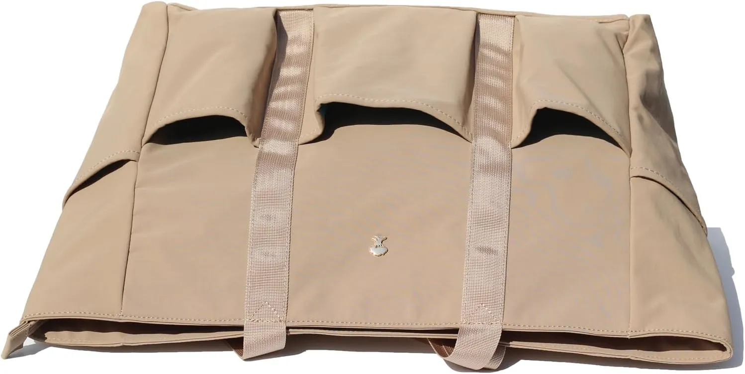 Utility Tote Bag Weekender Duffle Bag with 13 Pockets - Perfect for Travel, Work, Gym, Beach, Teachers, and Nurses (Khaki)